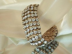 Pretty Vintage 50’s-60’s 5 Row Prong Set Rhinestone Bracelet 195MY6
