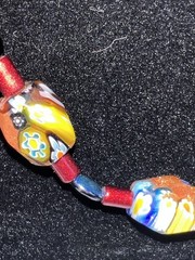 Vintage “Millifiori” Art Glass Bead Necklace 26 Inch and Bracelet 7.75 Inches