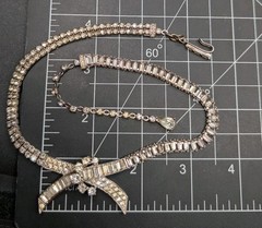Vintage JOMAZ Signed Joseph Mazer Clear Rhinestone Silver Tone Necklace ⚠️Read