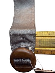 NOS Spiegel Leather Bracelet Belt Style Gray Mahogany Wood Buckle BOHO 70s A11