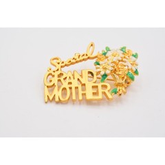 Danecraft Vintage Grandmother Pin Brooch Special Floral Gold Mother’s Day BinA10