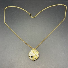 Vintage 12k Yellow Gold Filled Lucite Gold Fleck Confetti GF Pendant Necklace