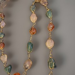 Vintage Caged Gemstone Gold Tone Multicolor Necklace