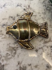 Vintage Retro Silver & Gold Tone Tropical Fish Dual Pin & Pendant Style brooch