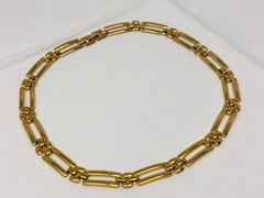 Vintage Gold Tone 10mm wide Flat Rectangle Link 16″ Choker Necklace