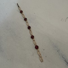 VTG Simmons Art Deco Bracelet Red Faceted Glass 10k Gold Filled Links Signed