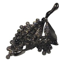 Vtg Aurora Borealis Leaf Brooch Rhinestone Cluster Mid Century Sparkle 2.5”