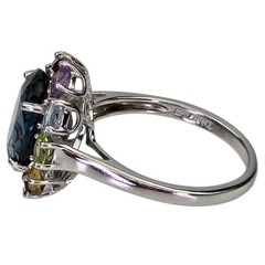 London Blue Topaz Multicolor Gemstone Gemstone 925 Sterling Silver Ring Sz 8.75