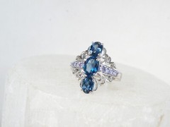 Vintage Sterling Silver 925 Heated London Blue Topaz Tanzanite Ring Size 8