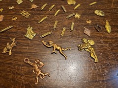 Lot Of 50 Mixed Parts Pcs France Vintage 60s Brass Stampings Findings Jewelry