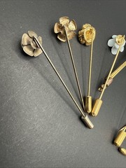 Lot Of Stick Pins – Spring Summer Flowers Metal Ceramic Rhinestone B7