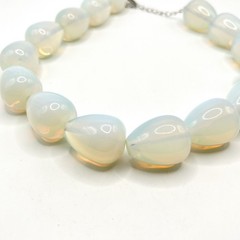 Vintage Chunky Signed HDNY Opalite Opaline Stone Statement Necklace 16”