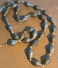 Vintage Napier Victorian Revival Necklace Faux Metal Barrel Beads Gold Tone…