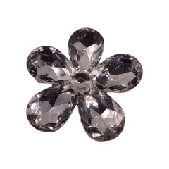 Vintage Floral Rhinestone Daisy Brooch Clear Crystal Silver Tone 80s NOS 2 in D