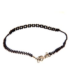 Black Crystal Woven Choker Necklace 16.5
