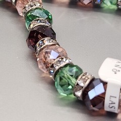 Glass Beaded Necklace Alexander Kalifano Pink Green Rondelles JTV 19″ NOS