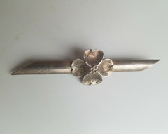 Vintage Stuart Nye Dogwood Bar Pin Brooch 925 Sterling Silver Retired Pattern