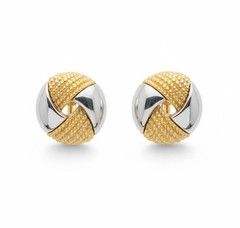Gold & Silver-Tone Textured Knot Clip-On Earrings