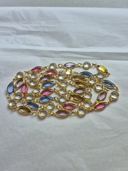 Vintage Multicolor Marquise Faceted Crystal Necklace 35″ Free Ship