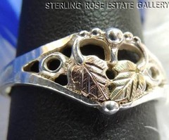 VINTAGE ROSE & YELLOW VERMEIL & STERLING SILVER .925 ESTATE HEART RING size 8.25