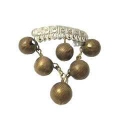 MIXED METAL SILVER AND COPPER DANGLE ‘BERRY’ BALLS LAPEL DANGLE BROOCH PIN