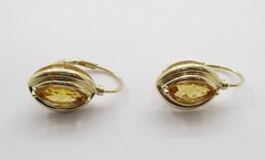 1.54CTW Marquise Shape Citrine Drop Earrings 14 Karat Yellow Gold 20 MM