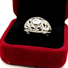 Vintage Elegant RING Silver 925 with Big Bright Stone -size: 9US (18.8mm) | #113