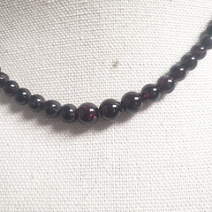 Vintage Genuine Almandine Garnet Small Bead Strand Choker Necklace Barrel Clasp