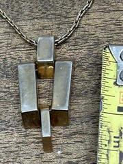 Vintage Starky Rectangles Golden Mid Century Modern Choker Necklace Goldtone