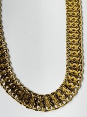 Vintage Monet Gold Necklace Signed 16” Gold Tone Matte Link Double Clasp