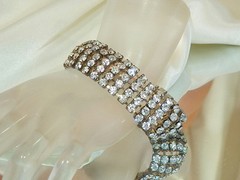 Pretty Vintage 50’s-60’s 5 Row Prong Set Rhinestone Bracelet 195MY6