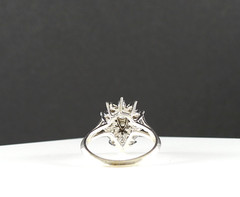Vintage Ring Solid 14K White Gold Diamonds Engagement Starburst Jewelry Size 5