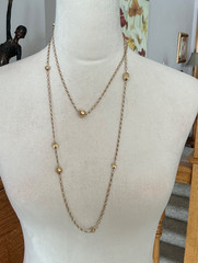 Versatile!!! Vintage!! LONG!! 48” 12k Gold Filled Ball Bead Station Necklace