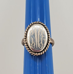 VTG 925 Monogram CME CEM Signet Ring Sz 4.75 Sterling Silver 5g Engraved Oval