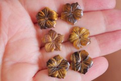 VINTAGE TIGERS EYE FLOWER JACKETS FOR EARRINGS USE WITH ANY STUDS