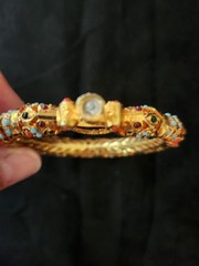 Antique Mughal Elephant Wedding Cuff Bracelet Gold Plated