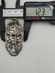 Vintage Intricate Silver Tone Filigree Scrollwork Marcasite Details Brooch Pin