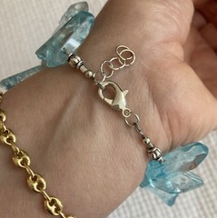 druzy quartz blue chunky bracelet 8.5 in