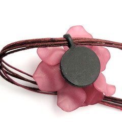 Artisan Vtg Y2K Burgundy Frosted Flower Statement Necklace & Earrings Set