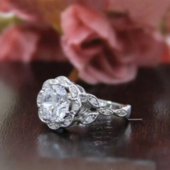 Vintage Art Deco Style Lab Created Diamond Engagement Ring 925 Sterling Silver