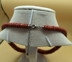 Red Jasper Disc Necklace with FAS Sterling Silver 925 Lobster Clasp 22-24″