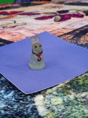 Antique, Vintage Czech Light Blue Rabbit Cracker Jack Glass Charm, Prize, 1″