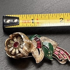 Vintage Patent-Number Trembler Figural Flower Clip / Brooch 1940s