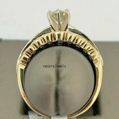 3.15Ct Art Deco Style Round Lab Created Diamond Wedding 14K Yellow Gold FN Ring
