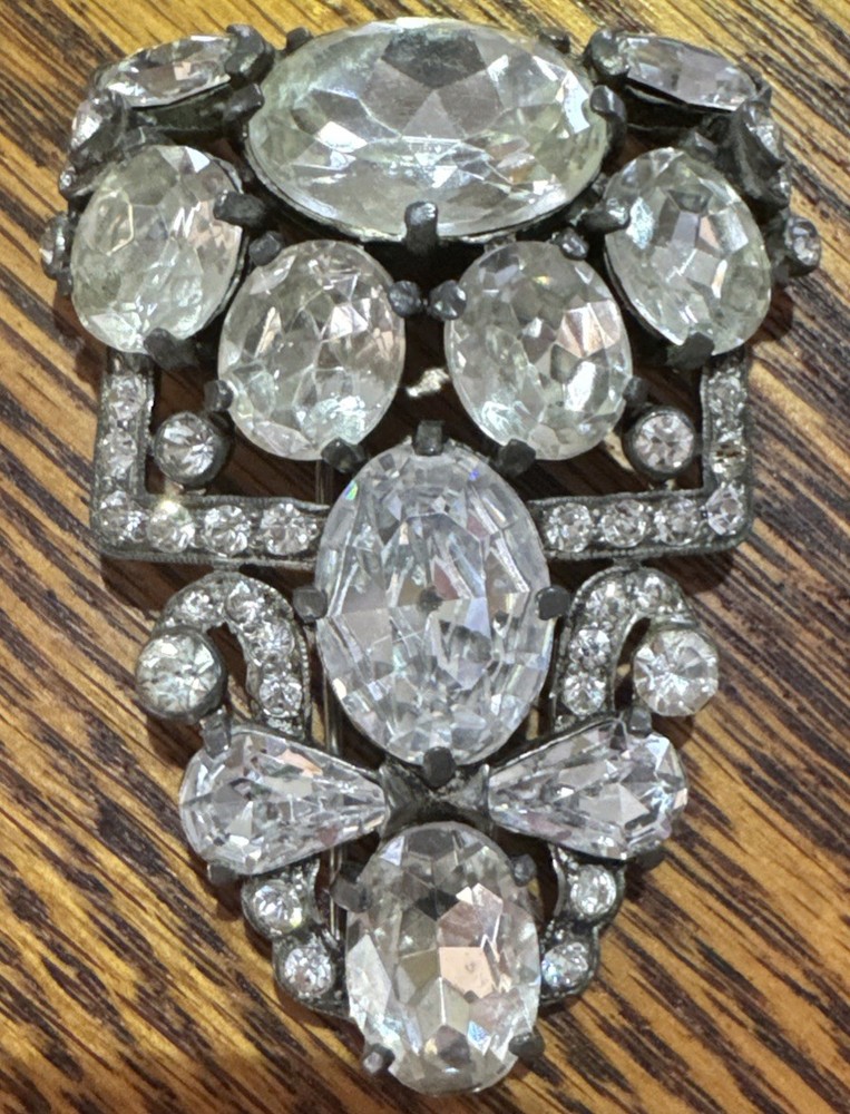 Eisenberg Originals 3” Pot Metal Fur Clip/Elaborate Design/Faceted Rhinestones
