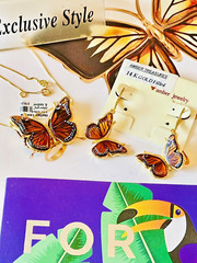 14K Gold Filled Butterfly Genuine Baltic Amber Earrings Vintage Butterscotch 925