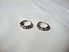 VTG 1970s STERLING SILVER 925 BALI INDONESIAN TWISTED WIRE WORK HOOP EARRINGS
