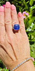 Estate 10.5ct Tanzanite Diamond Baguette Engagement Ring Platinum
