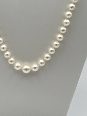 Vtg 18-1/4” Japanese Graduated Cultured Akoya Pearl Necklace 7.1-3.4mm 14k Clasp