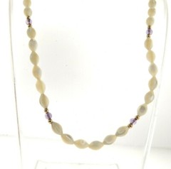 Vintage MOP Shell Bead Necklace 6 mm 17 inch 12kgf Gold Filled